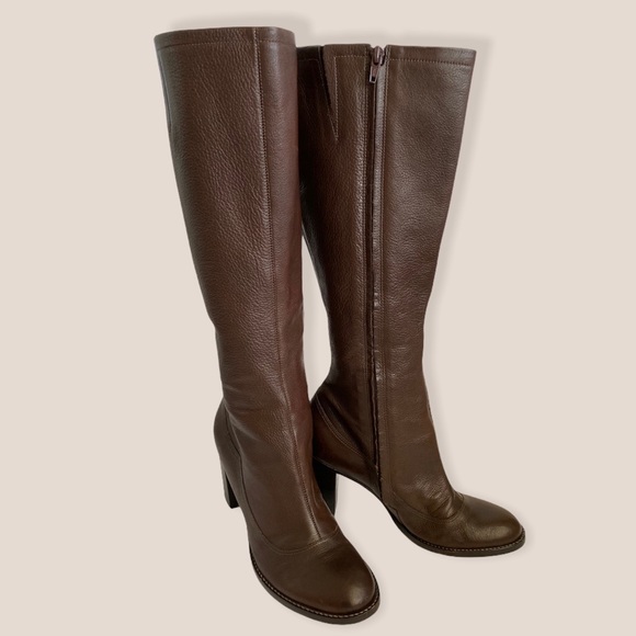 Gianni Bini Leather Heel Riding Boots Zip Up 9.5 - Picture 1 of 8